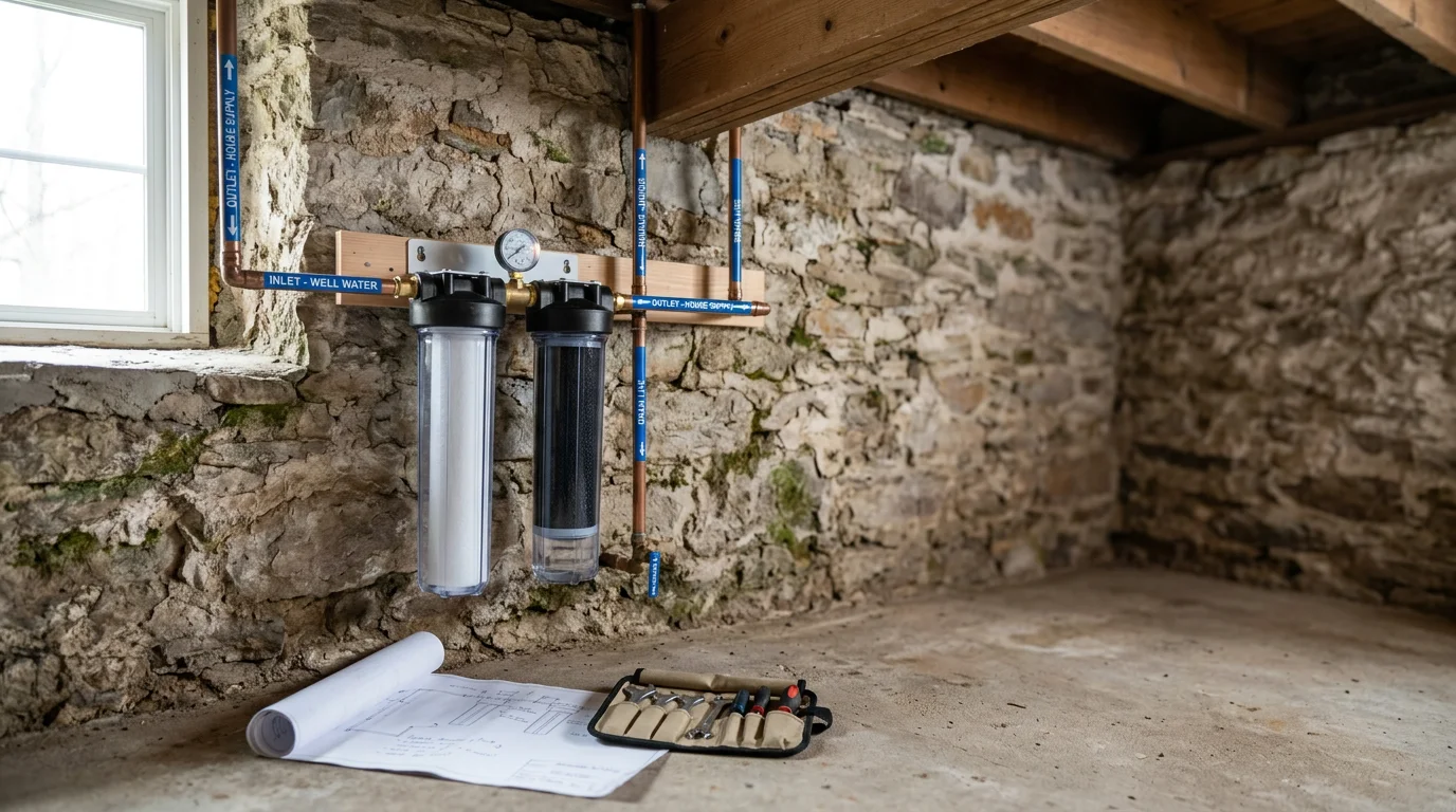 Water filtration system installation in a residential home